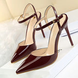 Shoes Fashion High Heels Shoes Patent Leather Woman Pumps Sexy Women Heels Blue Sliver Stiletto Heels Women Sandals