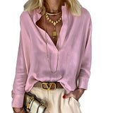 Spot 2025 Women's Spring New Solid Color Standing Collar Long Sleeve Bohemian Cotton Linen