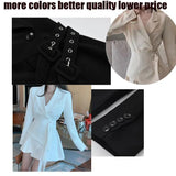 Women Blazer Dress long slim Patchwork Asymmetry Vintage Women Coat Jackets Black Apricot Bandage Fashion