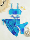 2025 Tie-Dye Bikini Women's Three-Piece Mesh Dress Split Bikini Aison