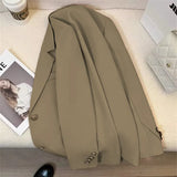 Zingj 2024 New Khaki Blazer Female Retro British Style Advanced Design Sense Versatile Small