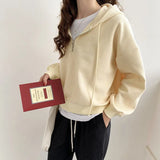 Style Waffle Hooded Sweater 2023 Early Spring New Style Loose Design Niche Jacket Women's Spring And