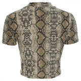Sexy Crop Top Women Snake Print Tank Top Slim Primer High Collar Vest Harajuku Crop Tank Top T Shirt Femme Girls Camis