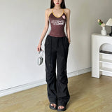 2024 Summer New Women's Street With Hanging Neck Letter Print Umbilical