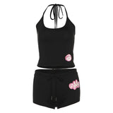 2025 Women's New Hanging Neck Repair Vest Low-Rise Ass Tight Shorts