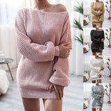 Shooting Autumn And Winter Long Sleeves Collar Casual Loose Knitted Sweater Skirt Burst Women's