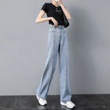 Zingj Wide-Leg Jeans For Women's 2024 New Looks Slim, Loose, Straight Pants-Outfit