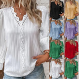 Zingj Wise Style Autumn Long Sleeve V Collar Lace Splicing