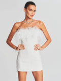 Women's Dress Sexy Bareback Ostrich Hairy Twisted Dress High-End Temperament Fashion Sleek Ass