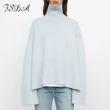 2021 Autumn Winter Oversized Pullover Women Knitted Turtleneck Long Sleeve Striped Loose Sweater Casual Fashion