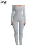 Women Sport Yoga Fitness Jumpsuit Sexy Long sleeves Vest Bodysuit Slim Casual Bodysuit Female One Piece Jumpsuit and