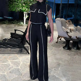 Zingj Summer New Casual Fashion And Simple Temperament Closed Waist Home Suit Pants-Outfit