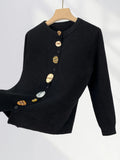Zingj A Niche Button Knit Sweater With A Spring Dress Women's New Black Loose Coat Thick Cardigan