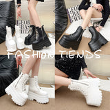 High Shoes 13Cm Heightening Legs Fine Thick Shoes Small British Wind Thick Soles New Short-Heeled Martin