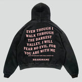 Cotton Unisex Hoodie Print Quote Even Though I Walk Through The Darkest Valley-Outfit
