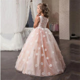 Dress Embroidery Lace Flower Bridesmaid Dress Princess Dress Party Long Gown Xmas Pageant Party First Communion