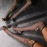 Shoes Sexy Cannon Shoes High-Heeled Over-The-Knee Water Drill Large Size Mesh Lace Summer