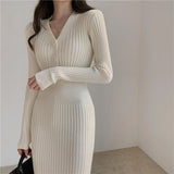 Long Knit Dresses Covered Hip Sweater Mom and I Dress Over The Knee Winter Outer Waist Western Style Base