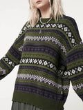 Long Sleeve Vintage Jacquard Sweater- Outfit