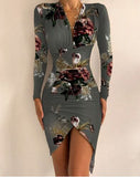 Dresses For Women V Neck Leopard Stitching Print Sexy Dress Women Autumn High Waist Slim Office Ladies Dress