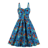 Up Vintage Spaghetti Strap Dress 50s 60s Retro Rockabilly Vestido A Line Midi Cotton Swing Party Women Clothing Cherry