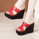 Heel Sandals And Slippers For Women In 2023, The New Summer Muffin Thick-Soled Waterproof Platform Wears Fashionable Red