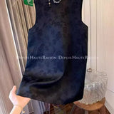 New Chinese Jacquard Pendant Black Satin Vest A-Shaped Dress For Children In Spring