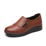 New Autumn Women's Shoes Fashion Casual Women Leather Flat Shoes Ladies Slip On Comfortable Black Work shoes