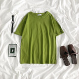 Tee Shirt Solid Color Basic T-Shirt Women Casual O-neck Harajuku Top Korean Hipster Cotton Basic