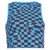Tank Tops 2021 Plaid Printed Y2K Knitted Summer Harajuku Vintage Crop Tee Streetwear Aesthetic Cute Shirts