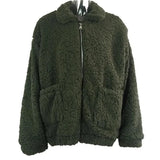 New Spring Women Teddy Bear Coat Stand Collar Loose Plush Jacket Zipper Solid Warm Outwear Faux Lamb