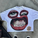 Men's T-Shirt Y2K Cotton Man Harajuku Street Hip-Hop Big Eyes Mouth Pattern Printing Super Classic 211-1-Outfit