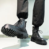 Zingj Top Martin Boots Men's New Fall 2023 British Locomotive Work Boots Men's High Top Leather Boots