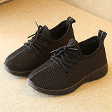 Sports Shoes Boys Girls Lace-up Outsole Slip Patchwork Breathable Red Black 2 Style Kids Sneakers Child Running