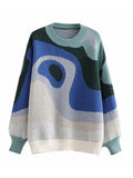 Abstract Print Jumper Knit Sweater-Outfit