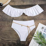 2023 New Lotus-Leaf Side Sexy Bra High-Waisted Swimsuit Bikini