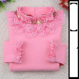 Spring Autumn Cotton Children Base T Shirts Baby Girls Clothes Long Sleeve Floral Casual T Shirt Tops Kids Lace T