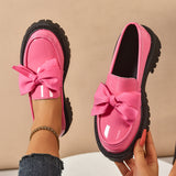 Bow Lefor Shoes Women 2025 Korean Version Of Thick Soles With Lazy British Style Retro Leather