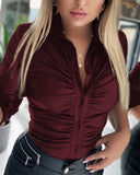 Independent Station 2023 Autumn And Winter New Commuter Long-Sleeved Lapel Shirt Women's