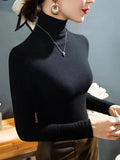 Zingj Skin High Collar German Velvet Bottom Shirt Women's New Autumn Add Velvet Add Thick Slim Inside With Pile Collar