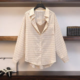 Summer Women Three piece sets Casual Linen Plaid Tops + Shorts Elastic Waist Wide Leg Pants Suit Set 3 Piece