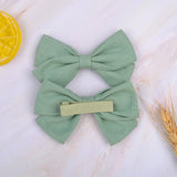 Cute Solid Bowknots Hair Clips For Baby Girls Safty Boutique Hairpins Handmade Barrettes Headwear Kids Hair