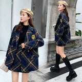 Fashion Two-piece Suits Thick Plaid Tweed Female Coat A-line Skirt Two 2 Piece Set Women Suit Basic Jackets