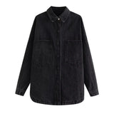 Spring 2024 New Women's Street Fashion Washed Denim Shirt Coat W015 22070-Outfit