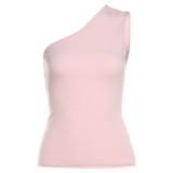 Zingj Summer New Women's Slim Slim Design Sense Inclined Shoulder Small Vest Wrapped Hip Skirt-Outfit