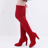 Zingj Fall / Winter 2023 Pointed, High Heel Women's Boots Fashion Zipper Thin Leg Strap Over-The-Knee Boots Elastic Boots- Outfit