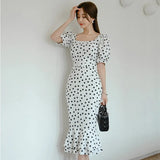 Wear to Work Vestidos Business Party Office Lady Women Mermaid Dot Short Sleeve Summer