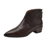Vintage Short Tube Martin Boots British Style Soft Leather Middle Heel Western Boots Women's Ankle Boots Thick Heel Pointed Head 2025 New