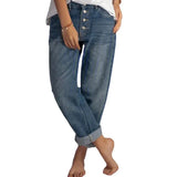 Leisure Cowboy Simple Thin Women's Denim Straight-leg