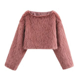Women's Clothing 2025 Winter New Artificial Fur Effect Short Long-Sleeved Jacket Environmental Protection Fur